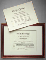 Phi Beta Kappa Framed Certificate